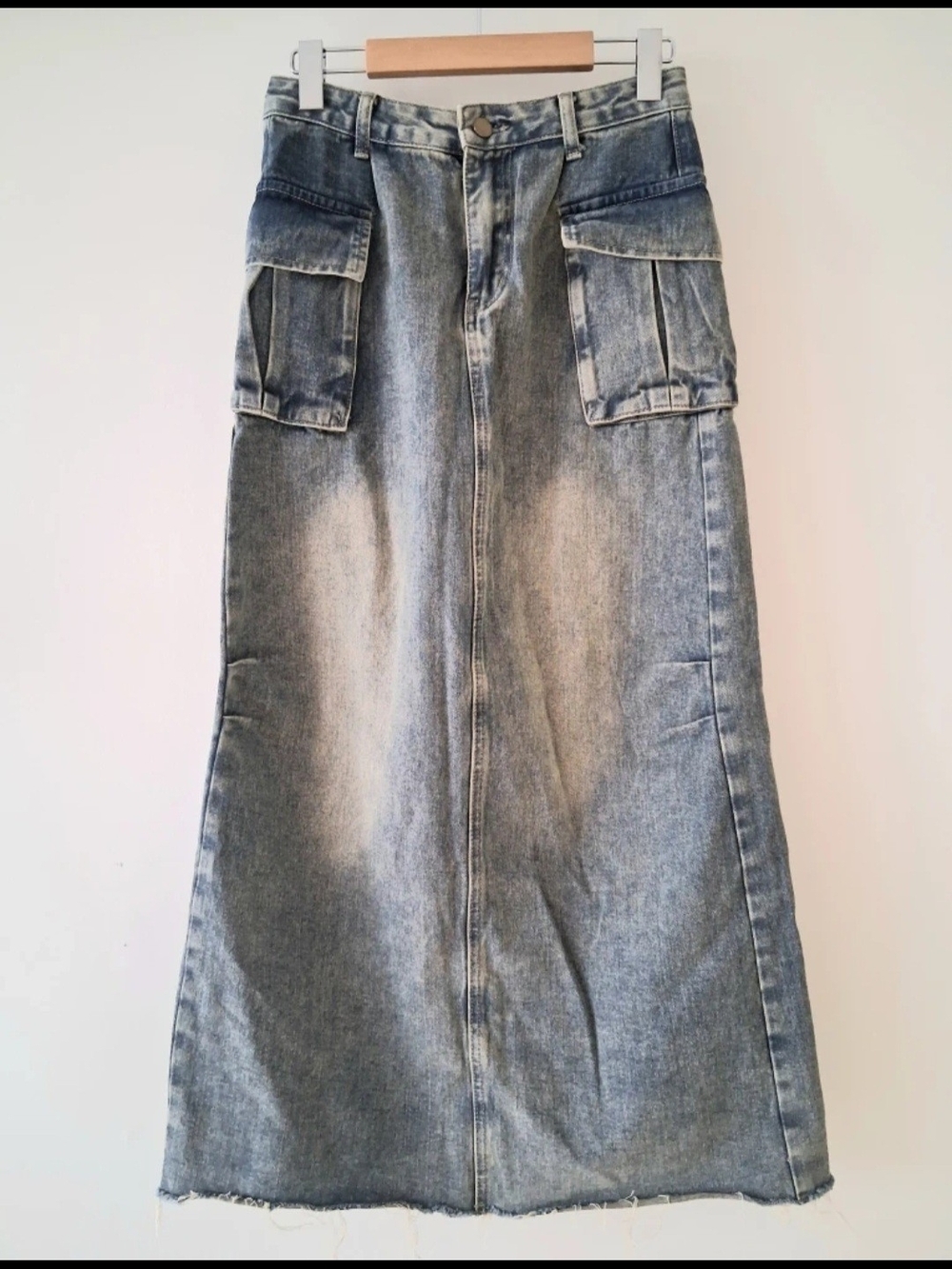 Denim Cargo Pocket Maxi Skirt, Women Sz 26